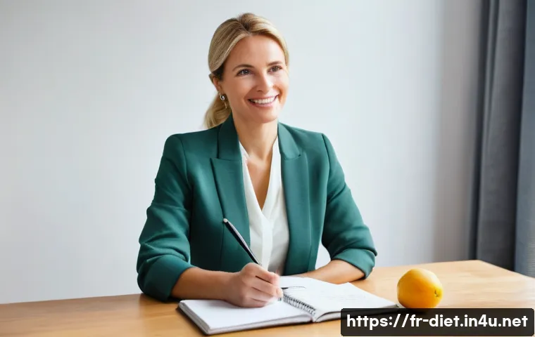 다이어트 지도사 취업 시 면접 질문과 답변 예시 - **Prompt 1: Empathetic Diet Coach Session**
    A professional female diet coach, in her late 30s to...